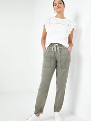JD Williams White 100% Cotton Ladder Trim Broderie Sleeve Top - Image 3 of 4