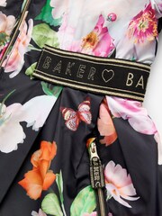 Baker by Ted Baker Shower Resistant Black Floral Rain Mac - Image 9 of 11