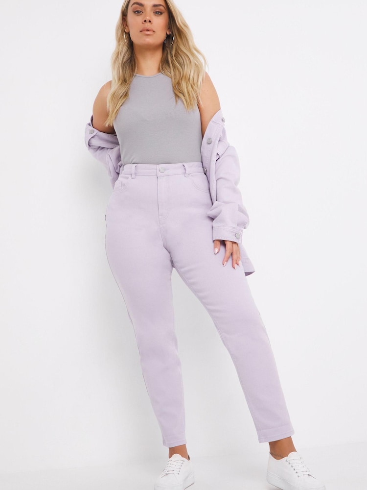 Simply Be Purple Demi Mom Jeans - Image 1 of 4