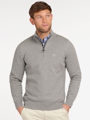 Barbour® Grey 100% Cotton Quarter Zip Jumper - Image 1 of 5
