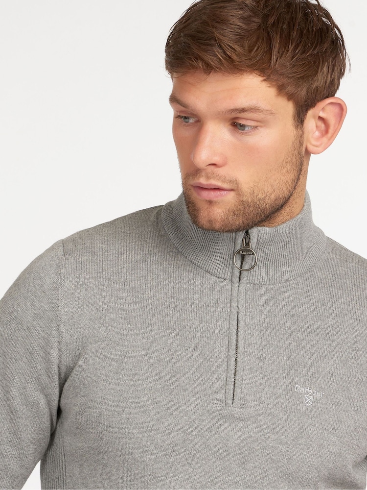 Grijs - Barbour® 100% katoenen trui met korte rits - Image 3 of 5