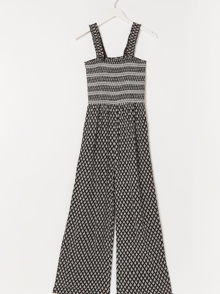 FatFace Black Shirred Spirit Geo Beach Jumpsuit - Image 4 of 4