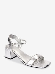 Silver Regular/Wide Fit Forever Comfort® Simple Block Heel Sandals - Image 4 of 7
