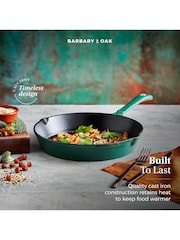 Green Barbary & Oak Cream 26cm Foundry Cast Iron Round Fry Pan - Image 8 of 10