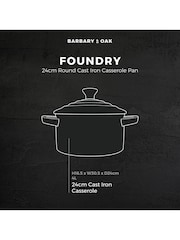 Barbary & Oak Green 24cm Foundry Round Cast Iron Casserole Pan - Image 7 of 7
