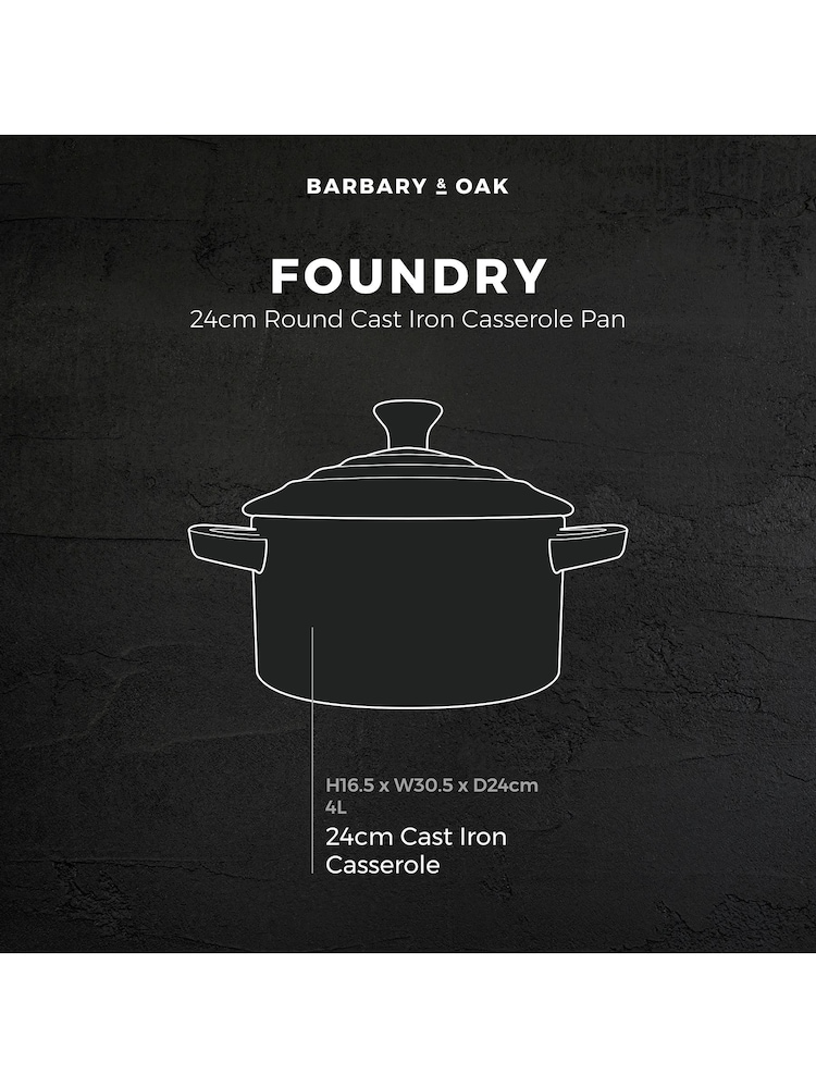 Barbary & Oak Green 24cm Foundry Round Cast Iron Casserole Pan - Image 7 of 7