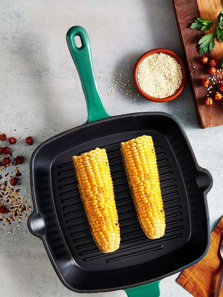 Barbary & Oak Green 26cm Foundry Cast Iron Grill Pan - Image 2 of 5