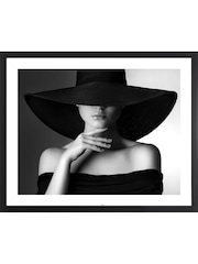 Brookpace Lascelles Black Black And White 'Mystery Lady II' Photographic Print in Glass Black Frame - Image 1 of 3