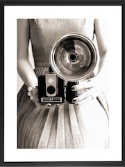Brookpace Lascelles Black Black And White 'Camera Girl' Photographic Print In Glass Black Frame - Image 1 of 3