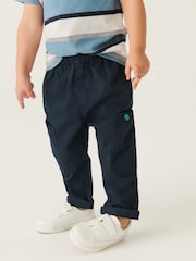 Navy Blue 100% Cotton Side Pocket Pull-On Trousers (3mths-7yrs) - Image 1 of 5