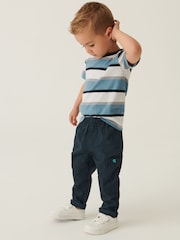 Navy Blue 100% Cotton Side Pocket Pull-On Trousers (3mths-7yrs) - Image 2 of 5
