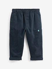 Navy Blue 100% Cotton Side Pocket Pull-On Trousers (3mths-7yrs) - Image 5 of 5