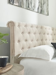 Aspire Furniture Oyster Linen look Chesterfield Storage Side Lift Ottoman Storage Bed - Image 4 of 5