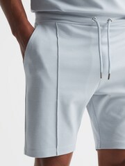 Reiss Soft Blue Cullen Drawstring Pintuck Shorts - Image 1 of 5