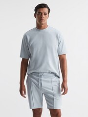 Reiss Soft Blue Cullen Drawstring Pintuck Shorts - Image 4 of 5