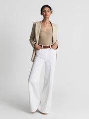 Reiss White Simone High Waist Wide Leg Jeans - Image 1 of 6