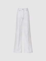 Reiss White Simone High Waist Wide Leg Jeans - Image 2 of 6