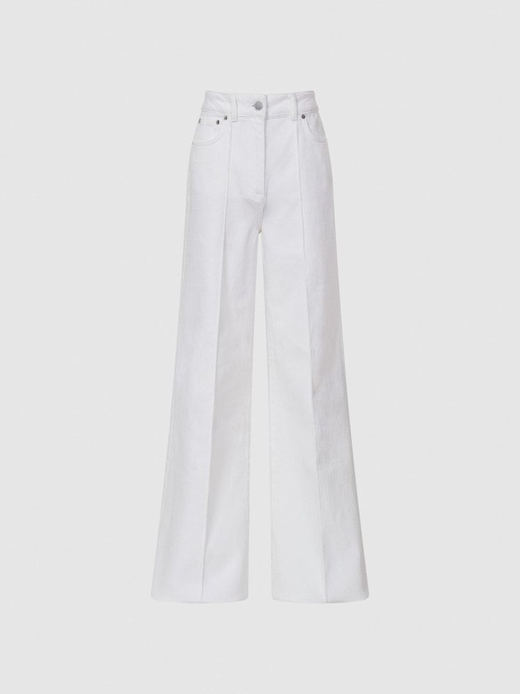 Reiss White Simone High Waist Wide Leg Jeans - Image 2 of 6