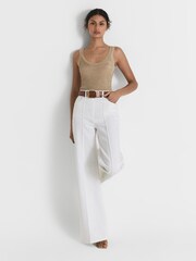 Reiss White Simone High Waist Wide Leg Jeans - Image 3 of 6