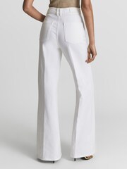 Reiss White Simone High Waist Wide Leg Jeans - Image 5 of 6