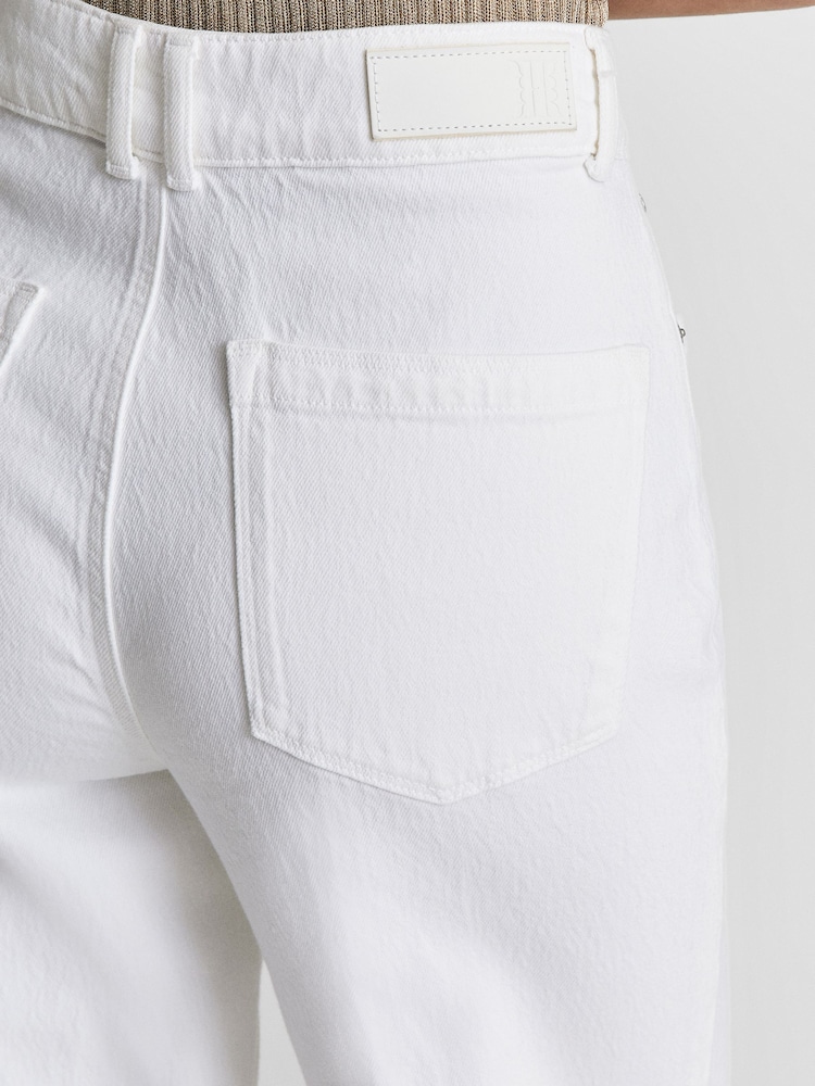 Reiss White Simone High Waist Wide Leg Jeans - Image 6 of 6
