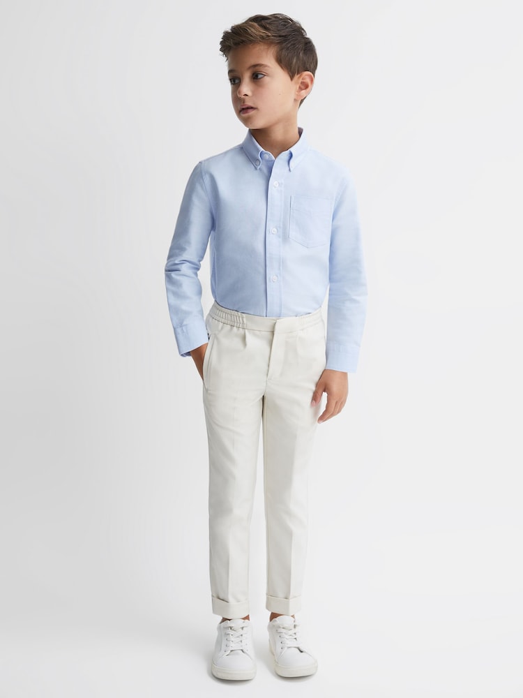 Reiss Soft Blue Greenwich 3-9 yrs Button Down Oxford Shirt - Image 3 of 6