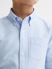 Reiss Soft Blue Greenwich 3-9 yrs Button Down Oxford Shirt - Image 4 of 6
