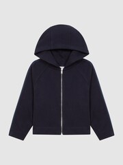 Reiss Navy Zadie Senior Metallic Trim Hoodie - Image 2 of 6