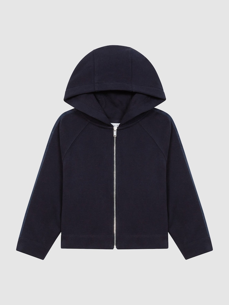 Reiss Navy Zadie Senior Metallic Trim Hoodie - Image 2 of 6