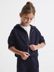 Reiss Navy Zadie Senior Metallic Trim Hoodie - Image 3 of 6