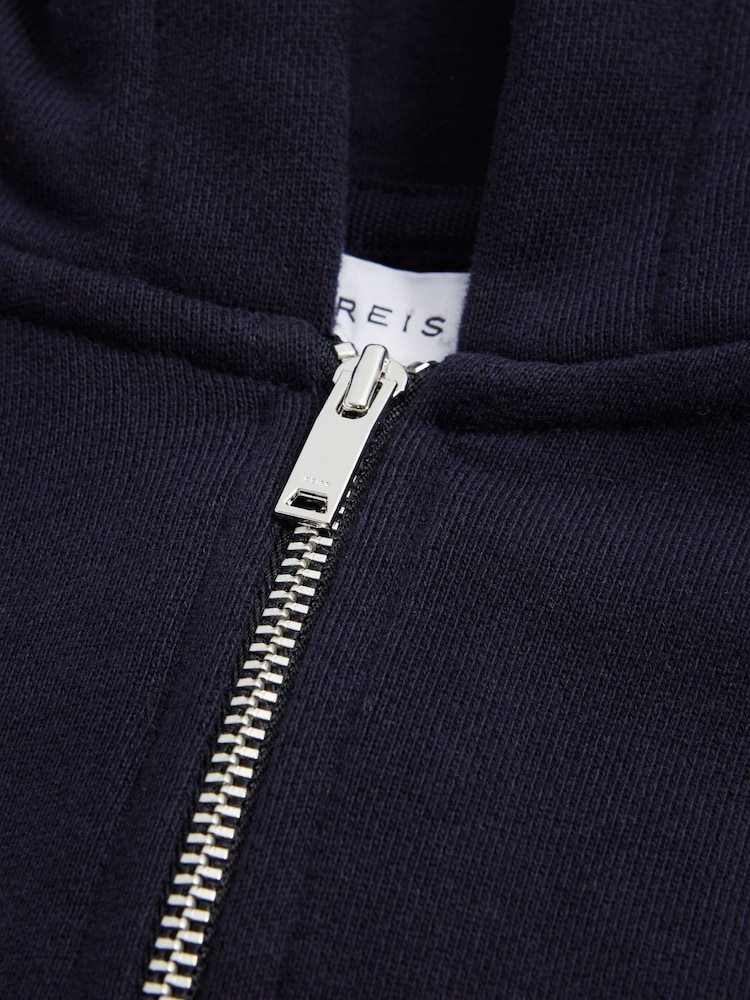 Reiss Navy Zadie Senior Metallic Trim Hoodie - Image 6 of 6
