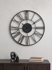 Libra Black Outdoor Skeletal Wall Clock In Antique Black - Image 1 of 3