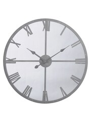 Libra Grey Round Mirrored Wall Clock With Grey Frame - Image 2 of 2