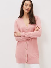 Phase Eight Camille Pink Longline Linen Cardigan - Image 3 of 6