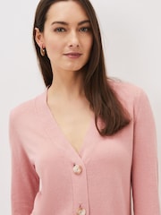 Phase Eight Camille Pink Longline Linen Cardigan - Image 4 of 6