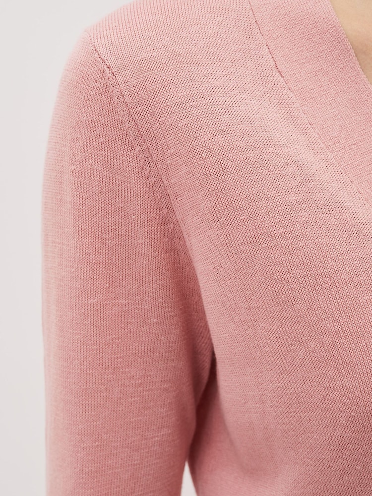 Phase Eight Camille Pink Longline Linen Cardigan - Image 6 of 6