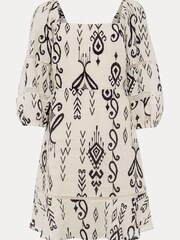 Phase Eight Cream Ikat Printed Tie Back Summer Dress - Image 6 of 6