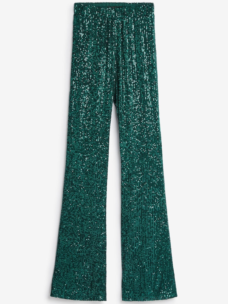 Rochelle Green Tailored Sequin Flare Trousers - Image 3 of 3 Rochelle Green Tailored Sequin Flare Trousers - Image 3 of 3