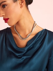 Navy Blue Satin Cowl Neck Midi Dress - Image 4 of 5