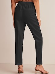 Black Tailored Button Detail Taper Trousers - Image 2 of 5