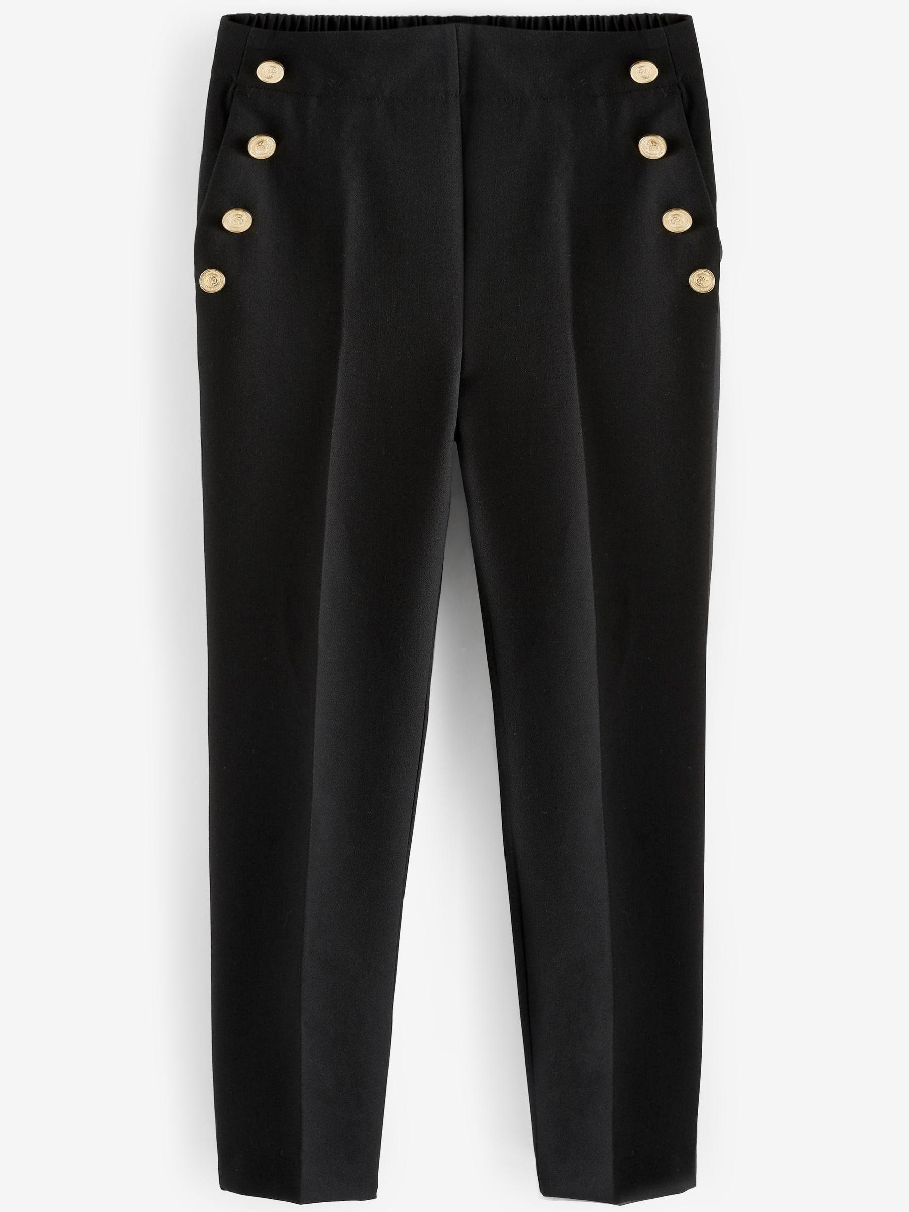 Buy Black Tailored Button Detail Taper Trousers from Next Poland