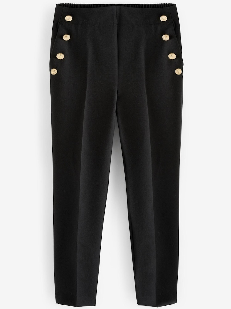 Black Tailored Button Detail Taper Trousers - Image 5 of 5