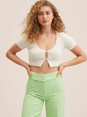 Mango Green Tweed Culotte Trousers - Image 1 of 7