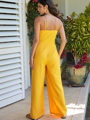 Yellow Strappy Button Detail Jumpsuit - Image 2 of 4