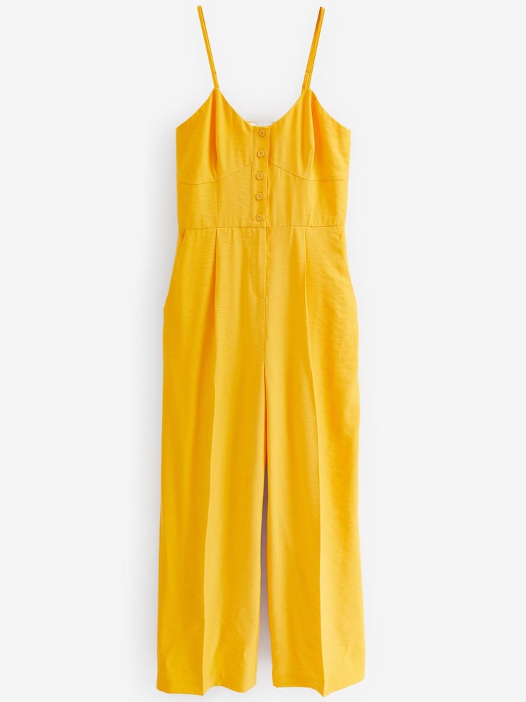 Yellow Strappy Button Detail Jumpsuit - Image 4 of 4