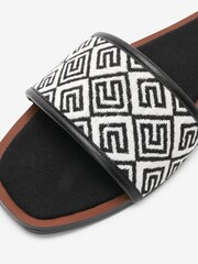 Black/White Jacquard Monogram Flat Mule Sandals - Image 4 of 4