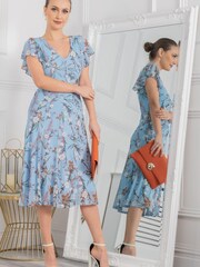 Jolie Moi Blue Colette Fit And Flare Mesh Dress - Image 1 of 6
