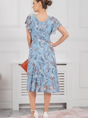 Jolie Moi Blue Colette Fit And Flare Mesh Dress - Image 2 of 6