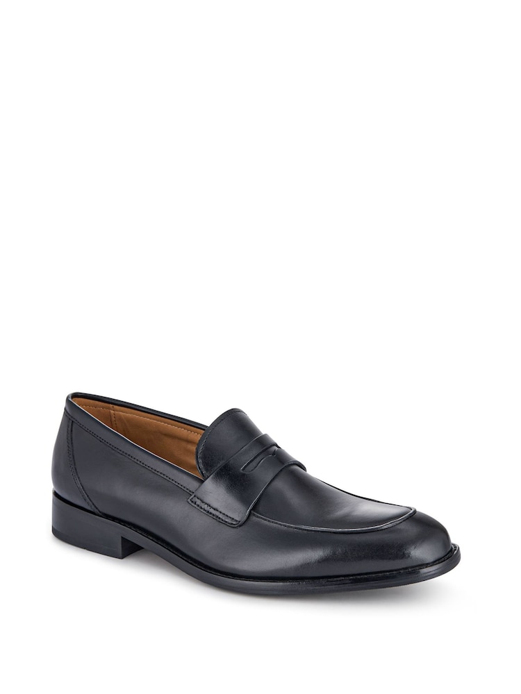 Jones Bootmaker Black Chrome Leather Penny Loafers - Image 3 of 5