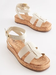 White Forever Comfort® Leather Platform Chunky Sandals - Image 2 of 6